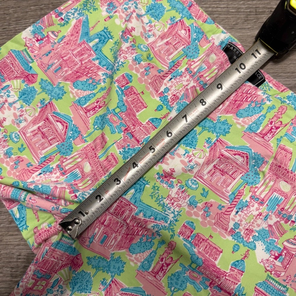 Harris Wallace New York Petite‎ Pink Green Novelty Print Ankle Pants Size 10P - Picture 5 of 11